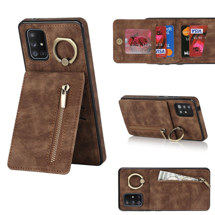 Retro Ring and Zipper RFID Card Slot Phone Case, For Samsung Galaxy A71 5G
