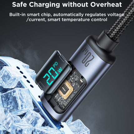 Cable de datos de carga rápida con pantalla digital de 8 pines y USB-C/Tipo-C de 20 W JOYROOM S-CL020A16, Tipo-C a 8 pines