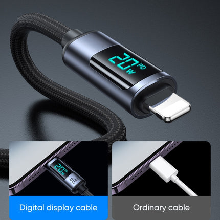 Cable de datos de carga rápida con pantalla digital de 8 pines y USB-C/Tipo-C de 20 W JOYROOM S-CL020A16, Tipo-C a 8 pines