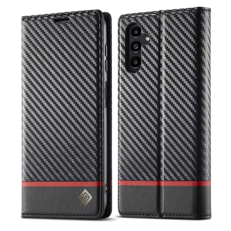 LC.IMEEKE Carbon Fiber PU + TPU Horizontal Flip Leather Phone Case, For Samsung Galaxy A24 4G
