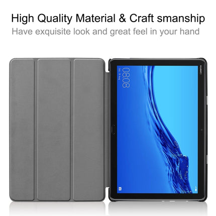 For Huawei M5 Lite 10.0 inch Custer Pattern Pure Color Horizontal Flip Leather Case with Three-folding Holder & with Sleep / Wake-up Function, For Huawei MediaPad M5 Lite 10.0 inch