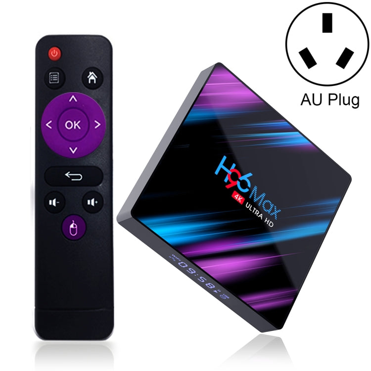 H96 Max-3318 4K Ultra HD Android TV Box with Remote Controller, Android 10.0, RK3318 Quad-Core 64bit Cortex-A53, 2GB+16GB, Support TF Card / USBx2 / AV / Ethernet, AU Plug, EU Plug, UK Plug, US Plug