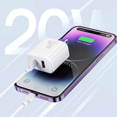 J0YROOM TCF05 20W USB+USB-C/Type-C Fast Charger, US Plug, EU Plug, UK Plug, CN Plug