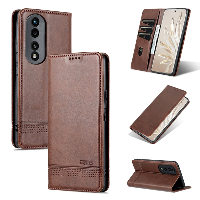 AZNS Magnetic Calf Texture Flip Leather Phone Case, For Honor 90 Pro, For Honor 90, For Honor 80 GT
