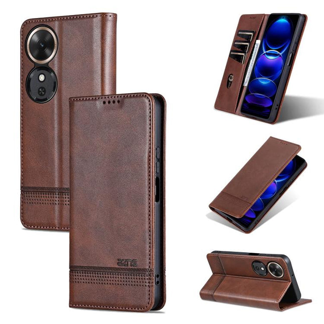AZNS Magnetic Calf Texture Flip Leather Phone Case, For Honor Play 60, For Honor 400 Global 156.5mm, For Honor 300 Ultra, For Honor 300 Pro