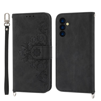 Skin-feel Flowers Embossed Wallet Leather Phone Case, For Samsung Galaxy A24 4G Global, For Samsung Galaxy M14 5G Global, For Sony Xperia 1 V 5G, For Sony Xperia 10 V 4G