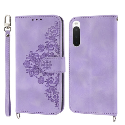 Skin-feel Flowers Embossed Wallet Leather Phone Case, For Samsung Galaxy A24 4G Global, For Samsung Galaxy M14 5G Global, For Sony Xperia 1 V 5G, For Sony Xperia 10 V 4G