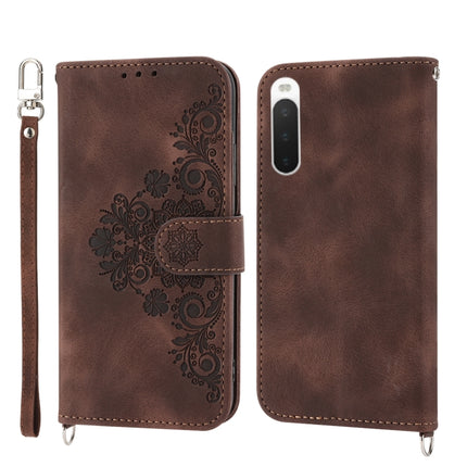Skin-feel Flowers Embossed Wallet Leather Phone Case, For Samsung Galaxy A24 4G Global, For Samsung Galaxy M14 5G Global, For Sony Xperia 1 V 5G, For Sony Xperia 10 V 4G