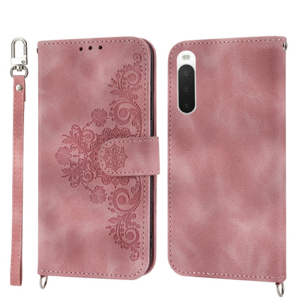 Skin-feel Flowers Embossed Wallet Leather Phone Case, For Samsung Galaxy A24 4G Global, For Samsung Galaxy M14 5G Global, For Sony Xperia 1 V 5G, For Sony Xperia 10 V 4G
