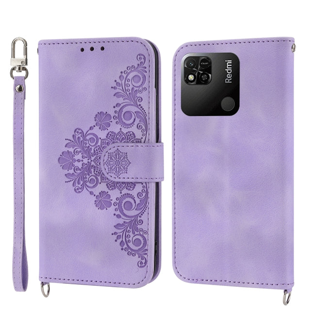 Skin-feel Flowers Embossed Wallet Leather Phone Case, For Xiaomi Redmi 12C/11A, For Xiaomi Redmi A1+ 4G/Poco C50 4G, For Xiaomi Redmi K60/K60 Pro, For Xiaomi Redmi Note 12 4G Global