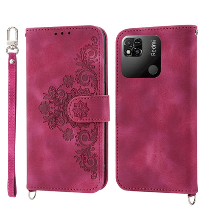Skin-feel Flowers Embossed Wallet Leather Phone Case, For Xiaomi Redmi 12C/11A, For Xiaomi Redmi A1+ 4G/Poco C50 4G, For Xiaomi Redmi K60/K60 Pro, For Xiaomi Redmi Note 12 4G Global