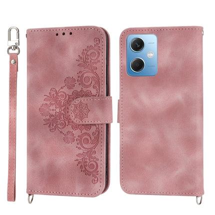 Skin-feel Flowers Embossed Wallet Leather Phone Case, For Xiaomi Redmi 12C/11A, For Xiaomi Redmi A1+ 4G/Poco C50 4G, For Xiaomi Redmi K60/K60 Pro, For Xiaomi Redmi Note 12 4G Global