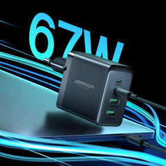 JOYROOM TCG02 Galliumnitrid 67 W Dual USB+Dual USB-C/Typ-C Multi-Port-Ladegerät-Set, EU-Stecker, UK-Stecker