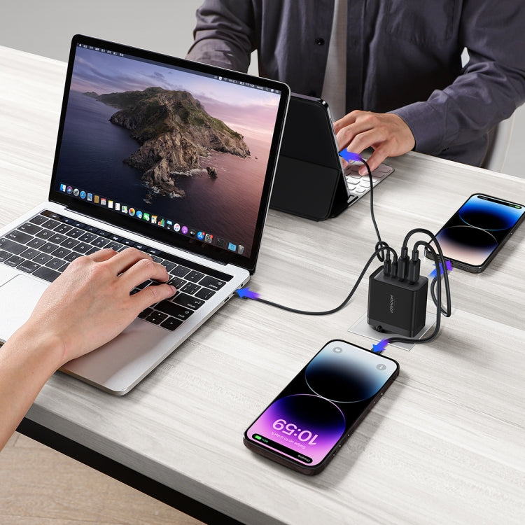JOYROOM TCG02 Galliumnitrid 67 W Dual USB+Dual USB-C/Typ-C Multi-Port-Ladegerät-Set, EU-Stecker, UK-Stecker