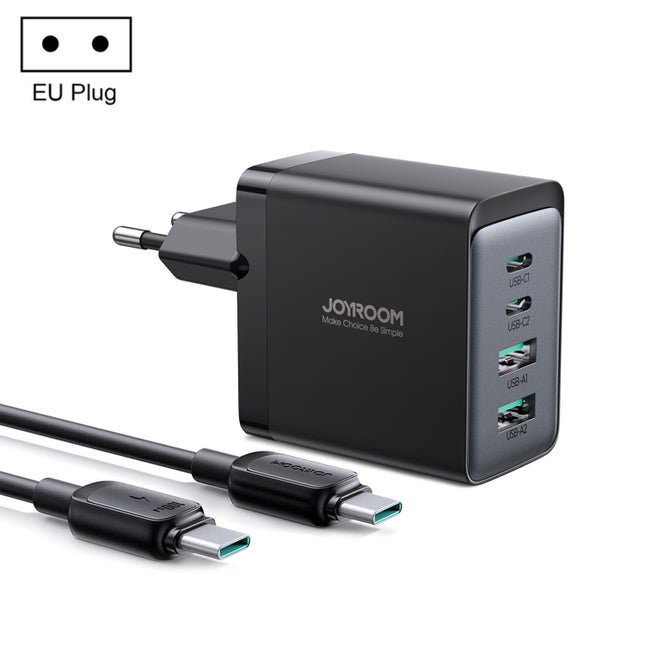 Cargador multipuerto doble USB + doble USB-C/Tipo-C de 67 W con nitruro de galio JOYROOM TCG02, enchufe de la UE y del Reino Unido