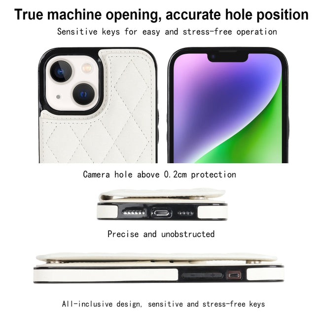 Double Buckle Rhombic PU Leather Phone Case, For iPhone 14, For iPhone 14 Plus, For iPhone 14 Pro