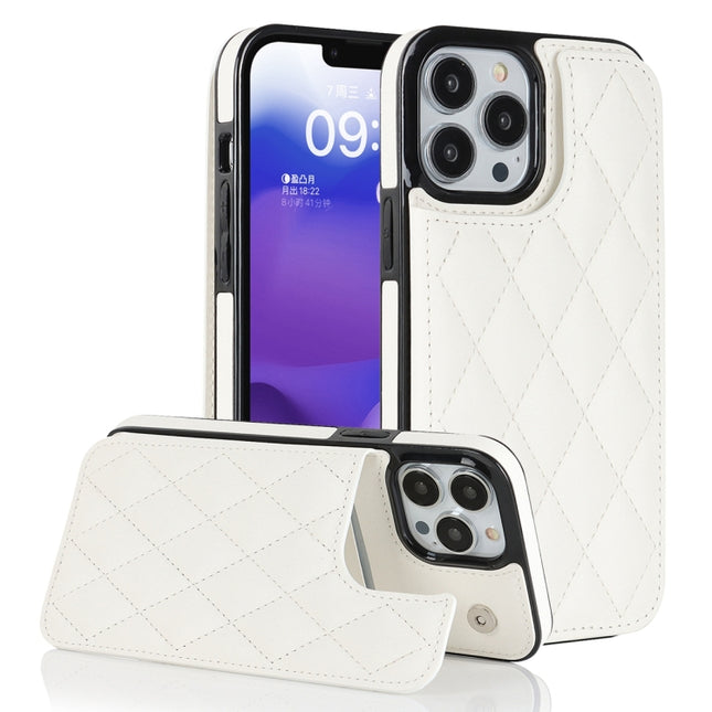 Double Buckle Rhombic PU Leather Phone Case, For iPhone 13 Pro, For iPhone 13 Pro Max, For iPhone 12