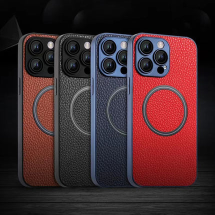 Skin Feel Litchi Texture MagSafe Magnetic Phone Case, For iPhone 14, For iPhone 14 Plus, For iPhone 14 Pro, For iPhone 14 Pro Max, For iPhone 13, For iPhone 13 Pro