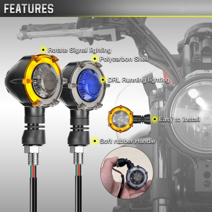 1 Pair Motorcycles Universal Rotating LED Dual-color Flow Turn Signal Light
