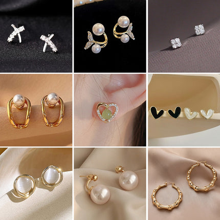Temperament Ladies Light Luxury Pearl Double Layer Earrings Diamond Earrings, EH1365, EH0881, EH1309, EH1343, EH1468, EH1034, EH1314