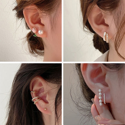 Temperament Ladies Light Luxury Pearl Double Layer Earrings Diamond Earrings, EH1365, EH0881, EH1309, EH1343, EH1468, EH1034, EH1314