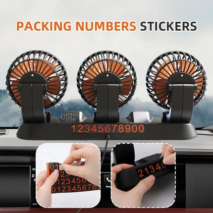 F4310 360-Degree Rotating Adjustable Car Three-Head Fan, F4310 USB Universal, F4310 12V Cigarette Lighter, F4310 24V Cigarette Lighter
