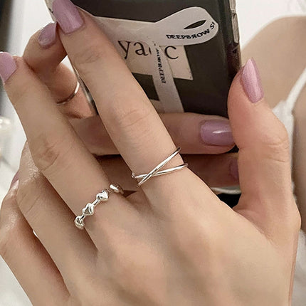 Platinum Plated Ladies Vintage Wear Combination Ring, J2792, J2901, J2203, J2173