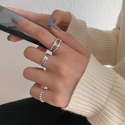S925 Sterling Silver Cool Style Ladies Combination Ring, J815