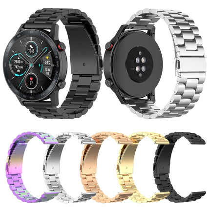22mm Three Bead Stainless Steel Metal Watch Band, For Honor Watch GS 3i