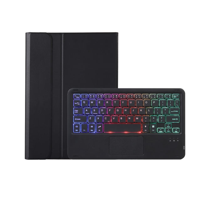AHW13-AS Lambskin Texture Ultra-thin Detachable Backlight Bluetooth Keyboard Leather Case with Touchpad