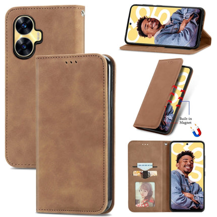 Retro Skin Feel Magnetic Leather Phone Case, For Realme C55, For Xiaomi 13 Lite