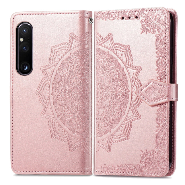 Mandala Flower Embossed Leather Phone Case, For Sony Xperia 1 IV, For Sony Xperia 10 IV, For TCL 40R, For TCL 403