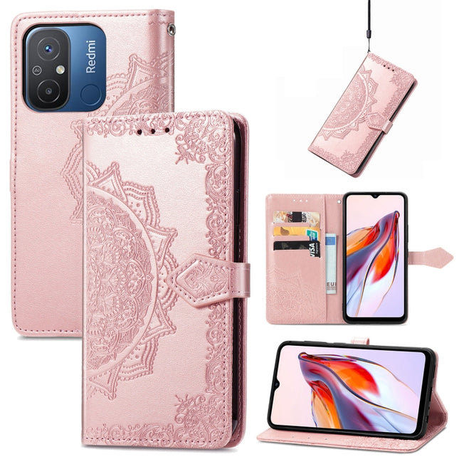 Mandala Flower Embossed Leather Phone Case, For Xiaomi Redmi 12C, For Xiaomi Redmi K60 Pro, For Xiaomi Redmi Note 12 4G Global, For Xiaomi Redmi Note 12 Turbo