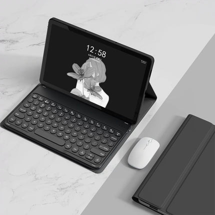 YM-LX106 Round Key Detachable Bluetooth Tablet Keyboard Leather Case with Mouse