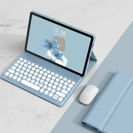 YM-LX106 Round Key Detachable Bluetooth Tablet Keyboard Leather Case with Mouse