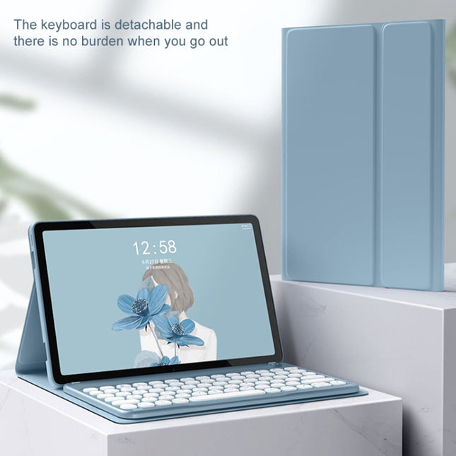 YM-LX106 Round Key Detachable Bluetooth Tablet Keyboard Leather Case with Mouse