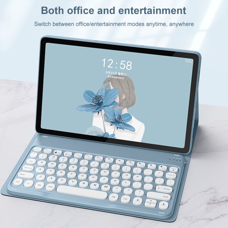 YM-LX106 Round Key Detachable Bluetooth Tablet Keyboard Leather Case with Mouse