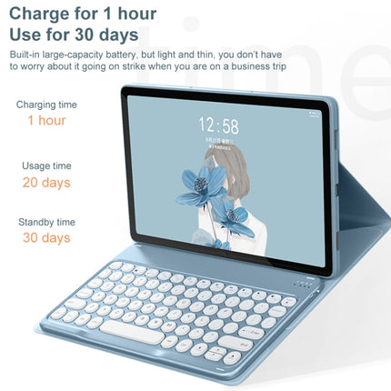 YM-LX106 Round Key Detachable Bluetooth Tablet Keyboard Leather Case with Mouse
