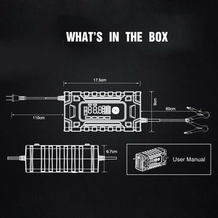 FOXSUR 12V / 24V / 10A Car / Motorcycle Battery Smart Repair Lead-acid Battery Charger