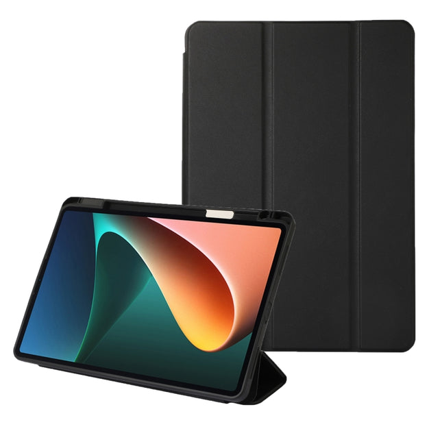 Solid Color 3-folding Leather Tablet Case, For Xiaomi Pad 5