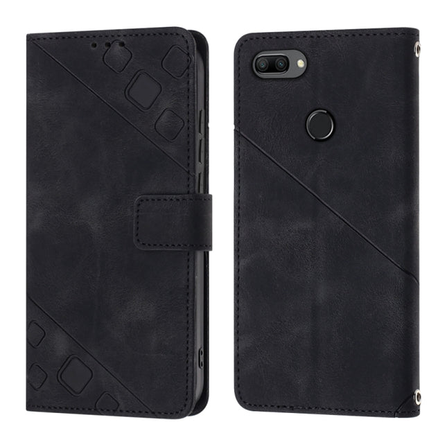 Skin-feel Embossed Leather Phone Case, For Huawei Enjoy 7S/Honor 9 Lite/Honor 9i, For Huawei Enjoy 50 / nova Y70 Plus Global