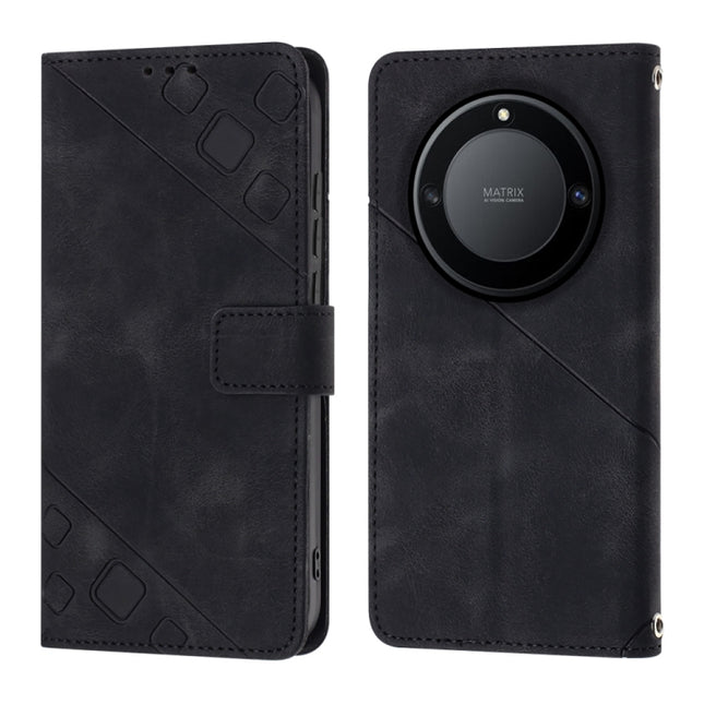 Skin-feel Embossed Leather Phone Case, For Honor X9a 5G/Magic5 Lite, For Honor 8A/Y6 2019/Y6 Pro 2019, For Honor 9X Global/Huawei P Smart Z/Y9 Prime 2019/Enjoy 10 Plus, For Honor X6 / X8 5G