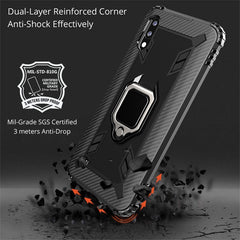 Carbon Fiber Protective Case with 360 Degree Rotating Ring Holder, For Samsung Galaxy A10 / M10, For Xiaomi Mi 10 / 10 Pro