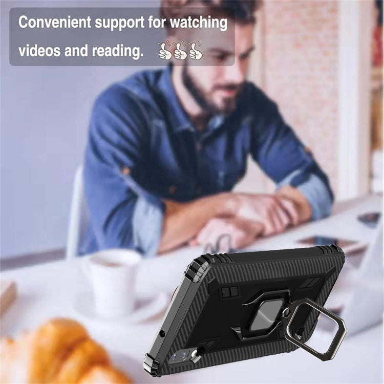 Carbon Fiber Protective Case with 360 Degree Rotating Ring Holder, For Samsung Galaxy A10 / M10, For Xiaomi Mi 10 / 10 Pro