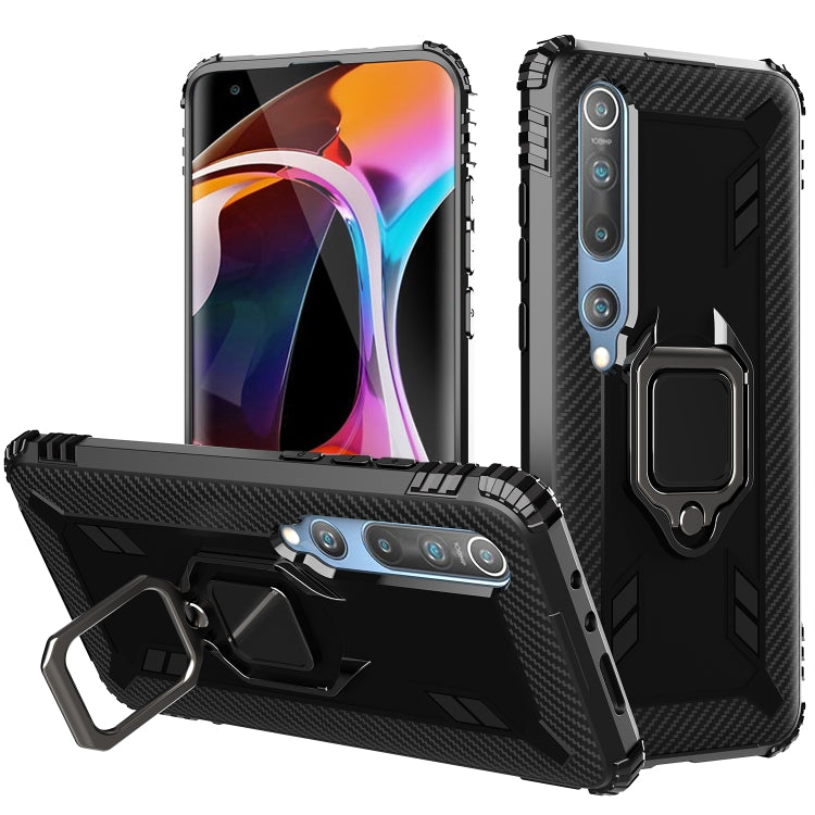 Carbon Fiber Protective Case with 360 Degree Rotating Ring Holder, For Samsung Galaxy A10 / M10, For Xiaomi Mi 10 / 10 Pro