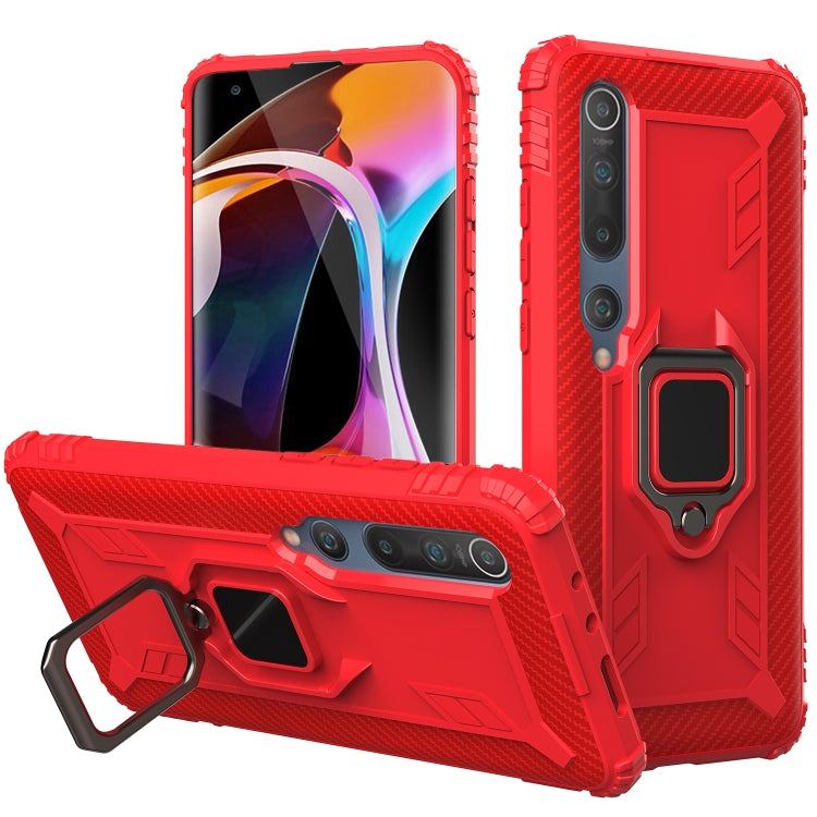 Carbon Fiber Protective Case with 360 Degree Rotating Ring Holder, For Samsung Galaxy A10 / M10, For Xiaomi Mi 10 / 10 Pro