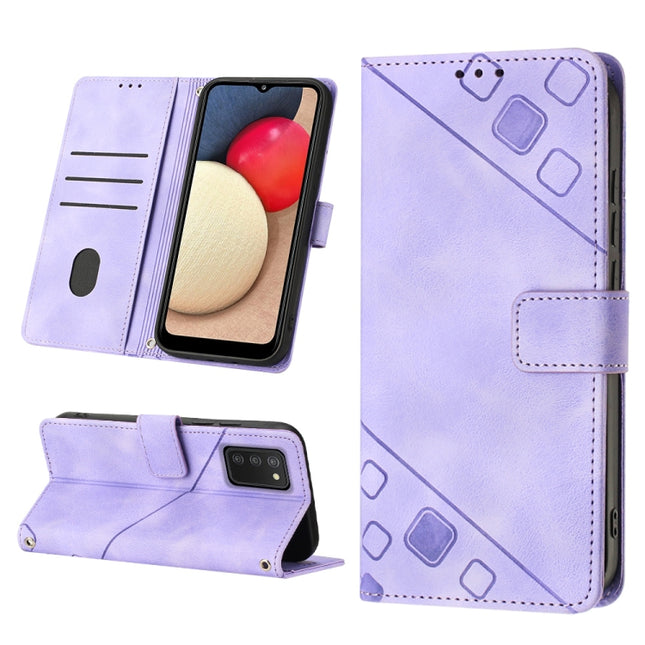 Skin-feel Embossed Leather Phone Case, For Samsung Galaxy A02s 164mm, For Samsung Galaxy A02s 166mm, For Samsung Galaxy A03 166mm EU Version, For Samsung Galaxy A03 164mm Global