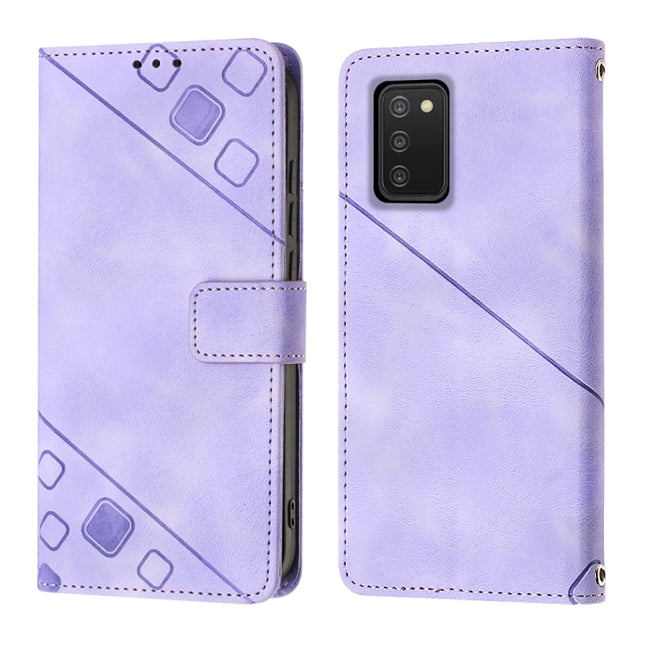 Skin-feel Embossed Leather Phone Case, For Samsung Galaxy A02s 164mm, For Samsung Galaxy A02s 166mm, For Samsung Galaxy A03 166mm EU Version, For Samsung Galaxy A03 164mm Global