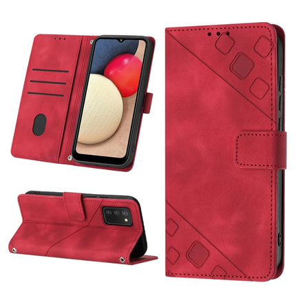 Skin-feel Embossed Leather Phone Case, For Samsung Galaxy A02s 164mm, For Samsung Galaxy A02s 166mm, For Samsung Galaxy A03 166mm EU Version, For Samsung Galaxy A03 164mm Global