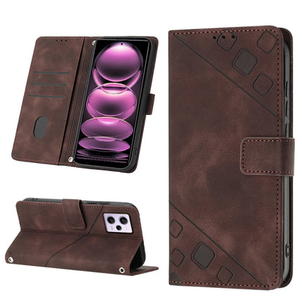 Skin-feel Embossed Leather Phone Case, For Xiaomi Pocophone F1, For Xiaomi Redmi Note 12 Pro 5G Global / Redmi Note 12 Pro 5G China